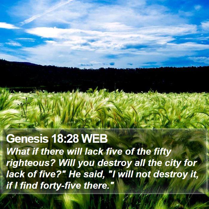 Genesis 18:28 WEB Bible Study