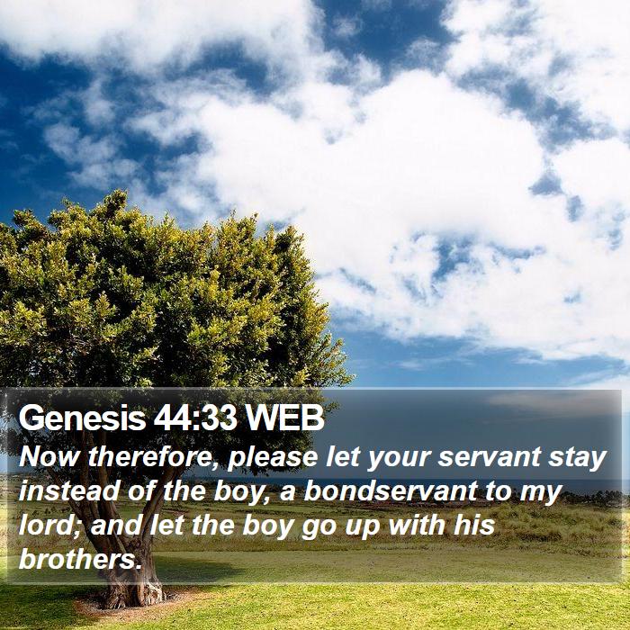 Genesis 44:33 WEB Bible Study