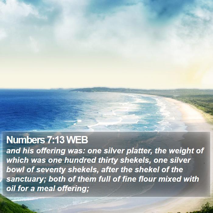 Numbers 7:13 WEB Bible Study