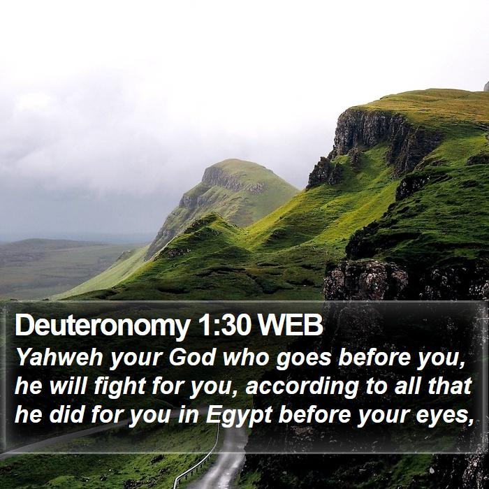 Deuteronomy 1:30 WEB Bible Study