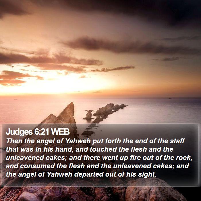 Judges 6:21 WEB Bible Study