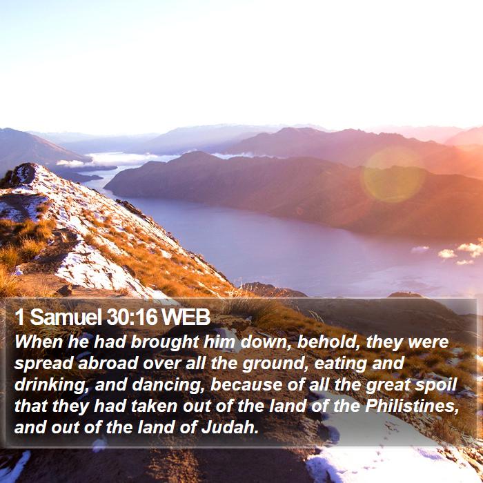 1 Samuel 30:16 WEB Bible Study