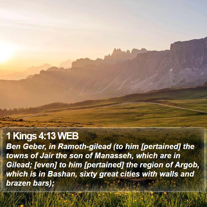 1 Kings 4:13 WEB Bible Study