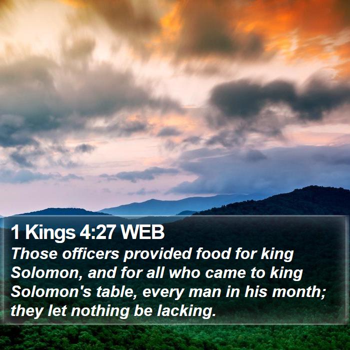 1 Kings 4:27 WEB Bible Study