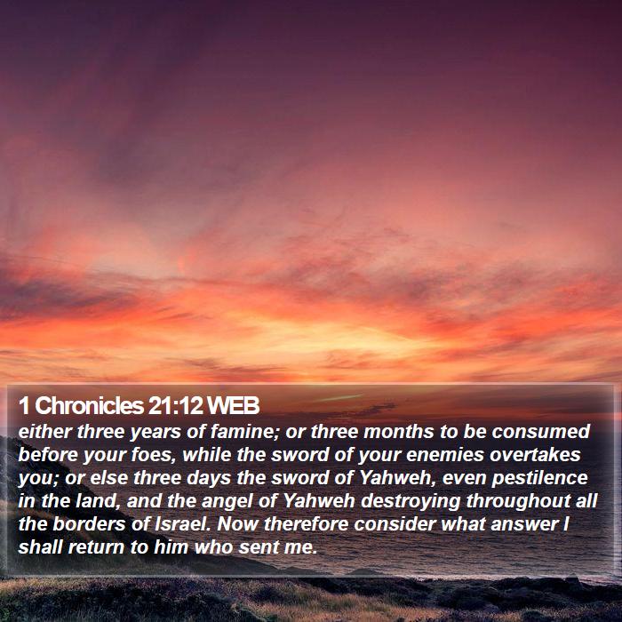 1 Chronicles 21:12 WEB Bible Study