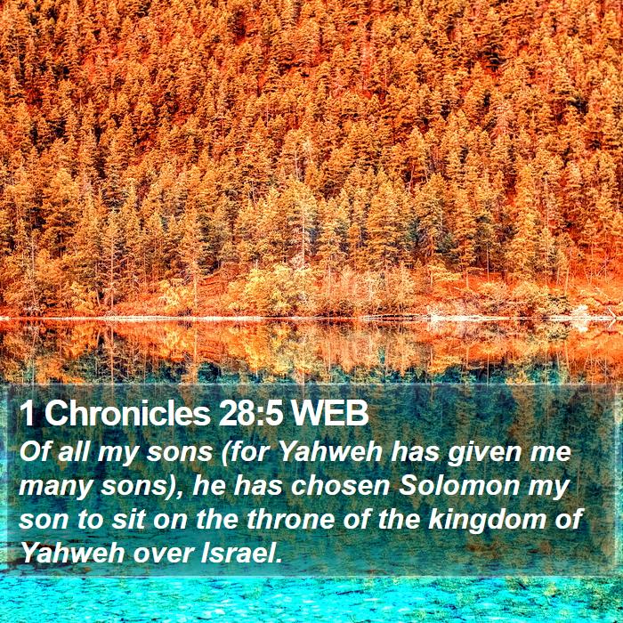 1 Chronicles 28:5 WEB Bible Study