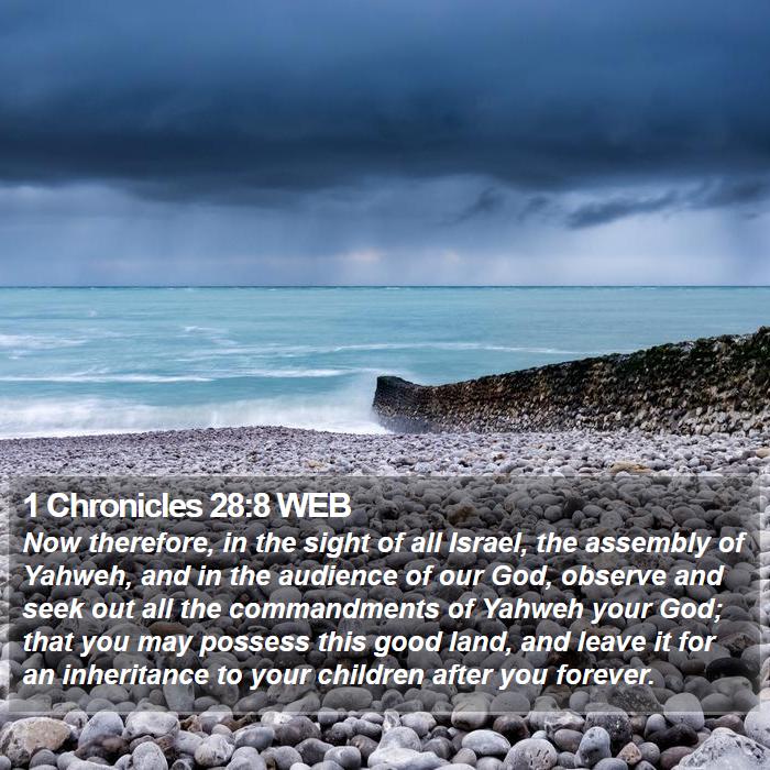 1 Chronicles 28:8 WEB Bible Study