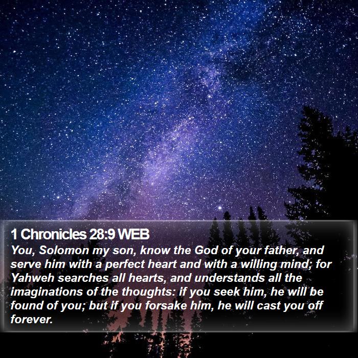 1 Chronicles 28:9 WEB Bible Study