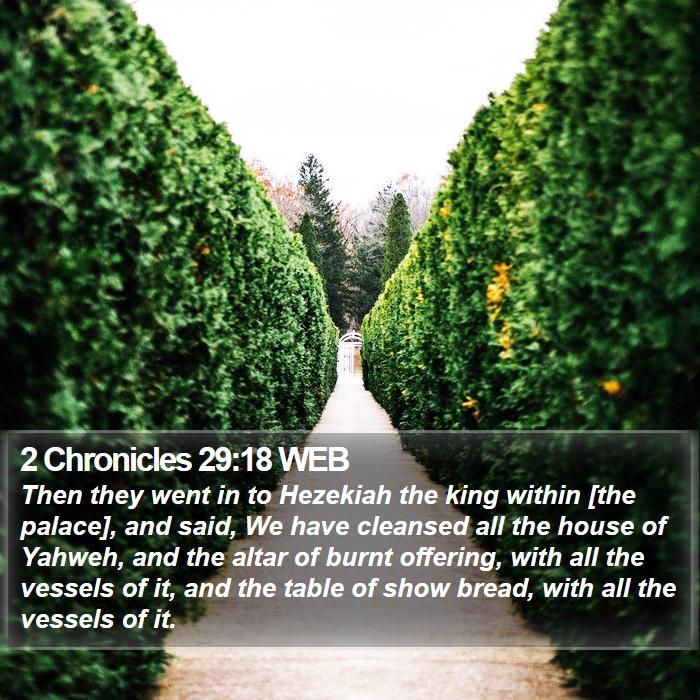 2 Chronicles 29:18 WEB Bible Study