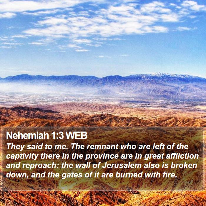 Nehemiah 1:3 WEB Bible Study