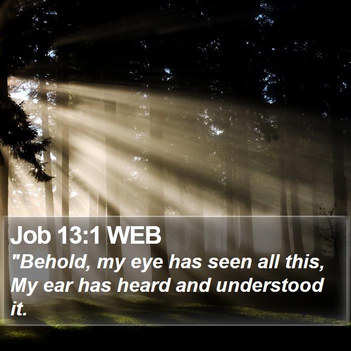 Job 13:1 WEB Bible Study