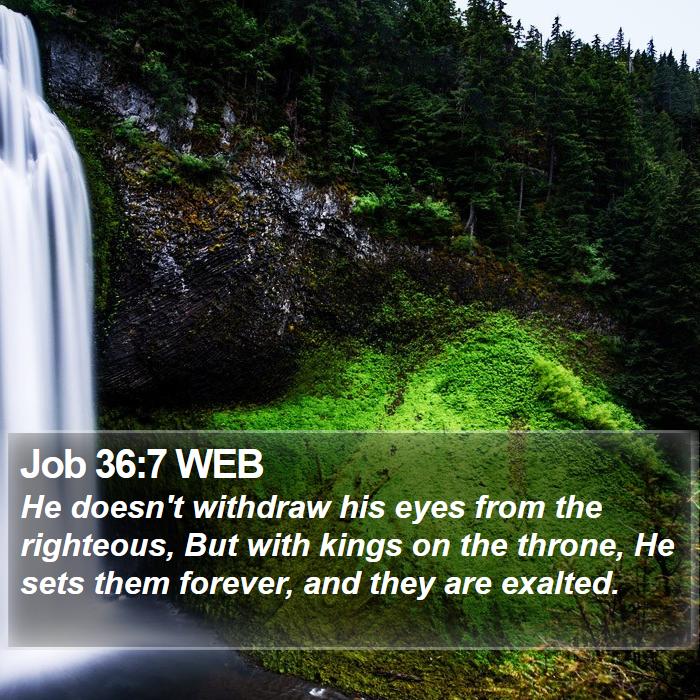 Job 36:7 WEB Bible Study