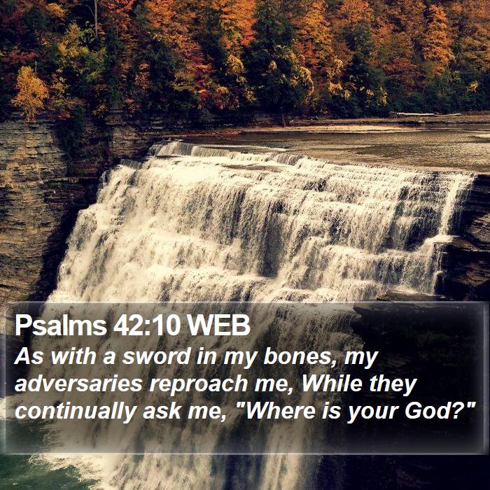 Psalms 42:10 WEB Bible Study