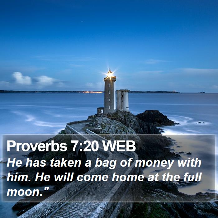 Proverbs 7:20 WEB Bible Study