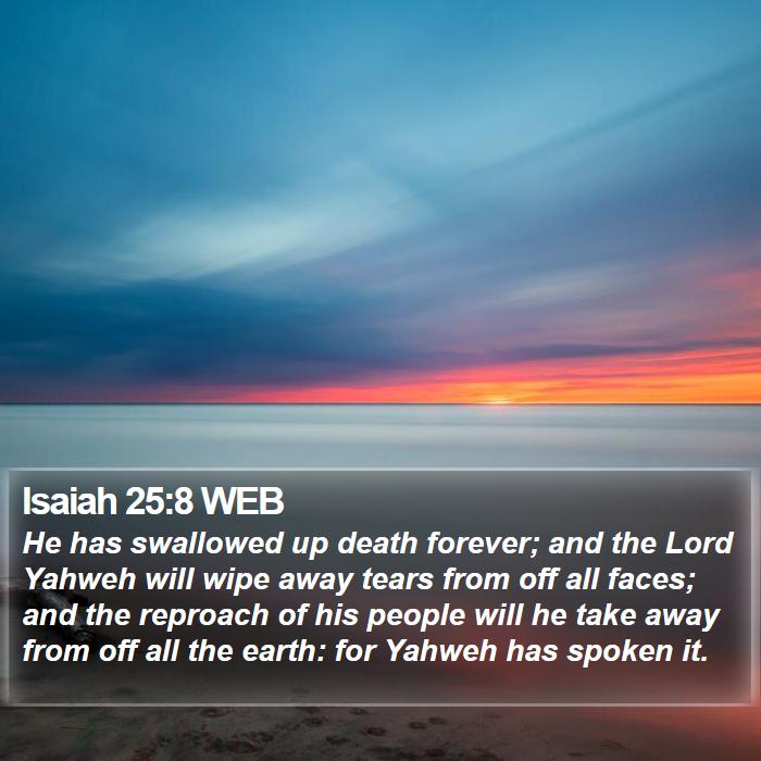 Isaiah 25:8 WEB Bible Study