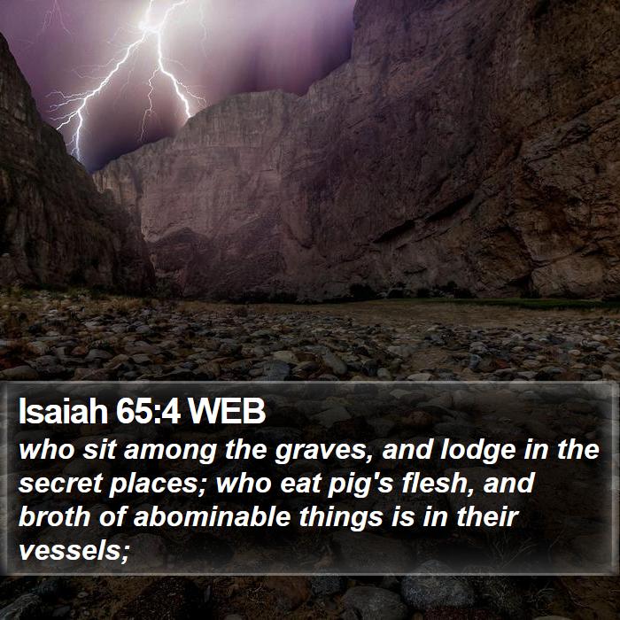 Isaiah 65:4 WEB Bible Study