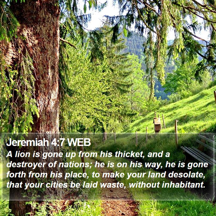 Jeremiah 4:7 WEB Bible Study