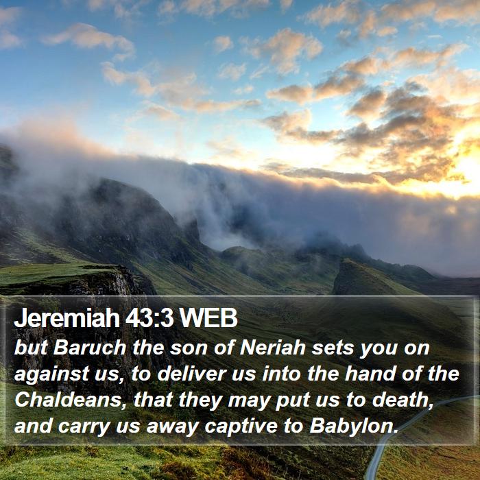 Jeremiah 43:3 WEB Bible Study