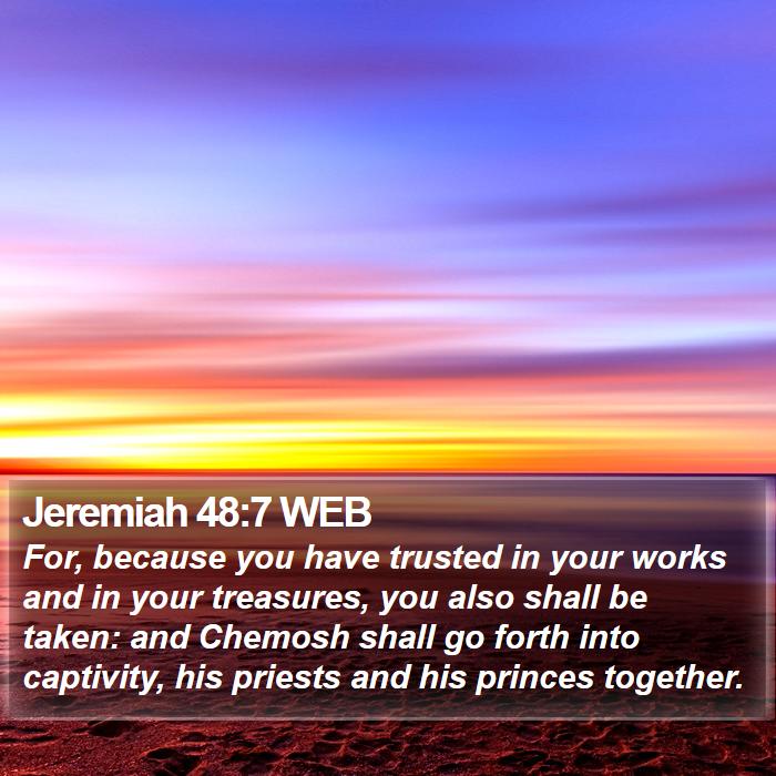 Jeremiah 48:7 WEB Bible Study