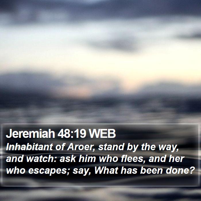 Jeremiah 48:19 WEB Bible Study