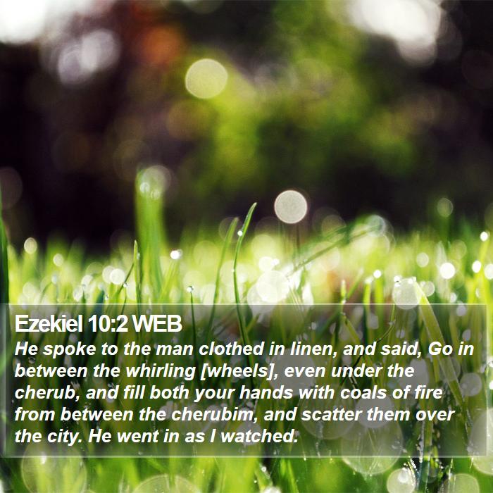 Ezekiel 10:2 WEB Bible Study