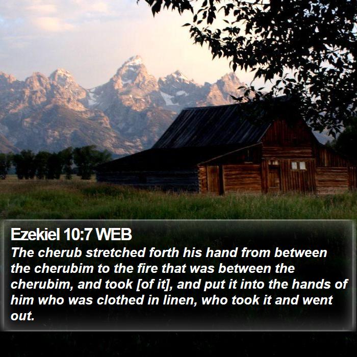 Ezekiel 10:7 WEB Bible Study