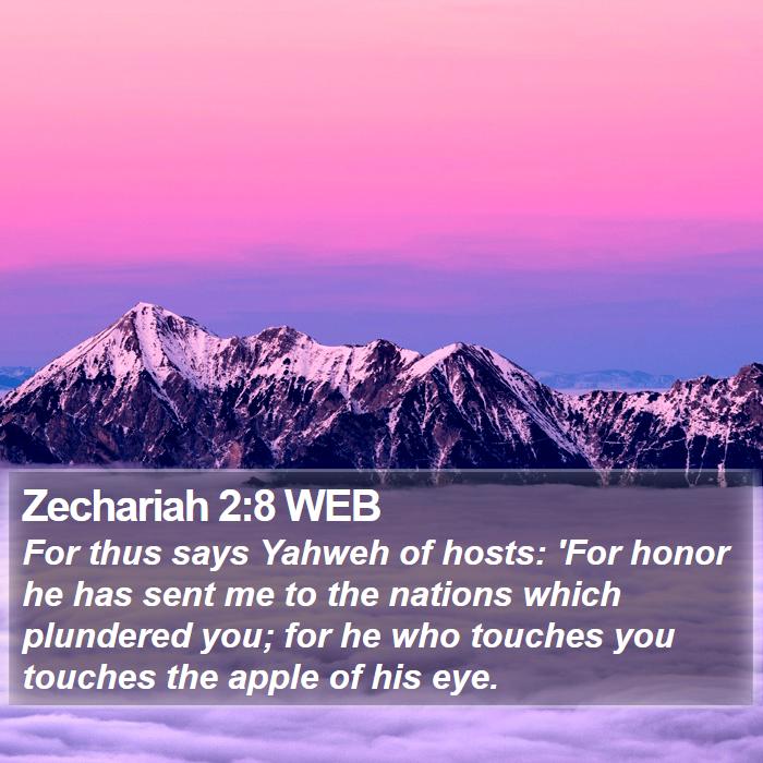 Zechariah 2:8 WEB Bible Study