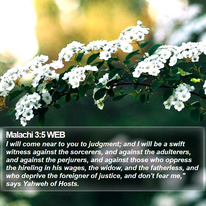 Malachi 3:5 WEB Bible Study