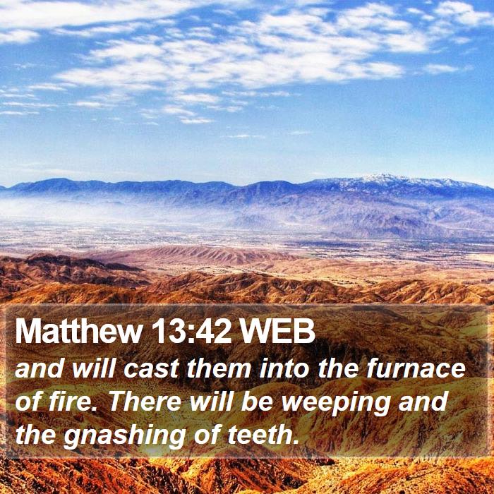 Matthew 13:42 WEB Bible Study