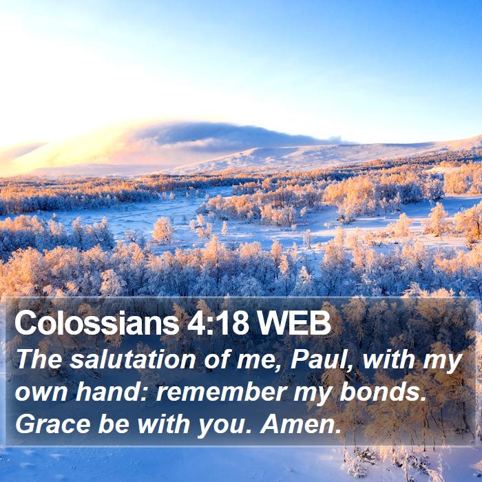 Colossians 4:18 WEB Bible Study